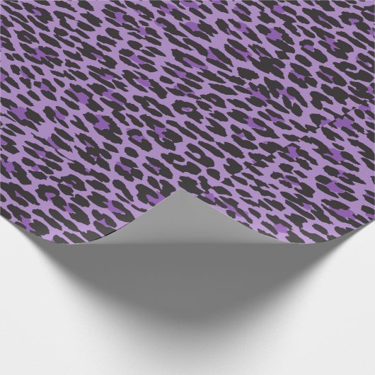 Leopardendrucke, Leoparden-Spots, Lila Leopard Geschenkpapier (Ecke)