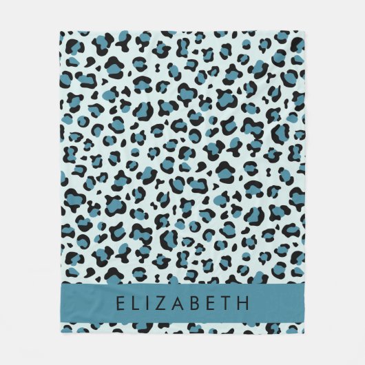 Leopardendrucke, Spots, Blauer Leopard, Ihr Name Fleecedecke (Vorderseite)