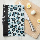 Leopardendrucke, Spots, Blauer Leopard, Ihr Name Geschirrtuch (Viertel Falte)