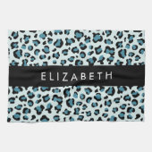 Leopardendrucke, Spots, Blauer Leopard, Ihr Name Geschirrtuch (Horizontal)