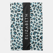 Leopardendrucke, Spots, Blauer Leopard, Ihr Name Geschirrtuch (Vertikal)