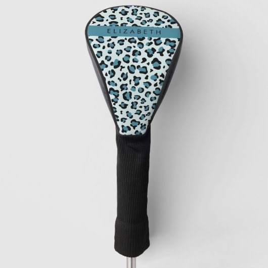 Leopardendrucke, Spots, Blauer Leopard, Ihr Name Golf Headcover (Vorderseite)