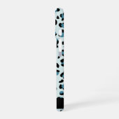 Leopardendrucke, Spots, Blauer Leopard, Ihr Name iPhone 16 Hülle (Linke Seite)