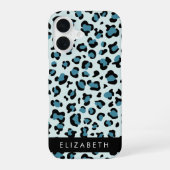 Leopardendrucke, Spots, Blauer Leopard, Ihr Name iPhone 16 Hülle (Rückseite)