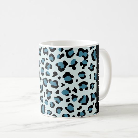 Leopardendrucke, Spots, Blauer Leopard, Ihr Name Kaffeetasse (VorderseiteRechts)