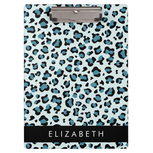 Leopardendrucke, Spots, Blauer Leopard, Ihr Name Klemmbrett (Vorderseite)