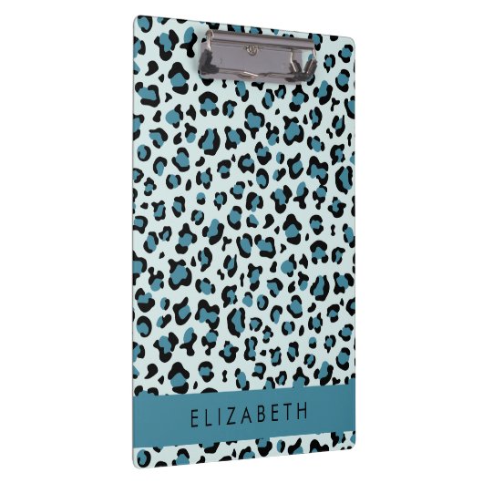 Leopardendrucke, Spots, Blauer Leopard, Ihr Name Klemmbrett (Rechts)