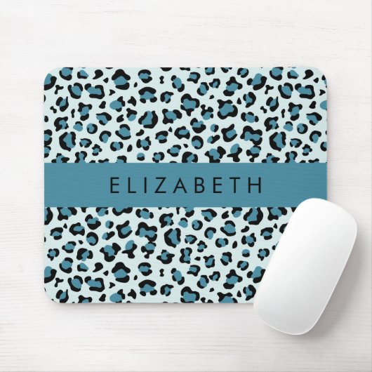 Leopardendrucke, Spots, Blauer Leopard, Ihr Name Mousepad (Mit Mouse)