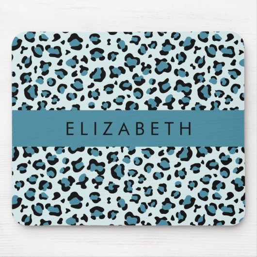 Leopardendrucke, Spots, Blauer Leopard, Ihr Name Mousepad (Vorne)