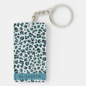 Leopardendrucke, Spots, Blauer Leopard, Ihr Name Schlüsselanhänger (Rückseite)