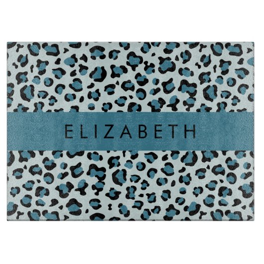 Leopardendrucke, Spots, Blauer Leopard, Ihr Name Schneidebrett (Vorderseite)