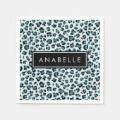 Leopardendrucke, Spots, Blauer Leopard, Ihr Name Serviette (Vorderseite)
