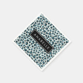 Leopardendrucke, Spots, Blauer Leopard, Ihr Name Serviette (Ecke)