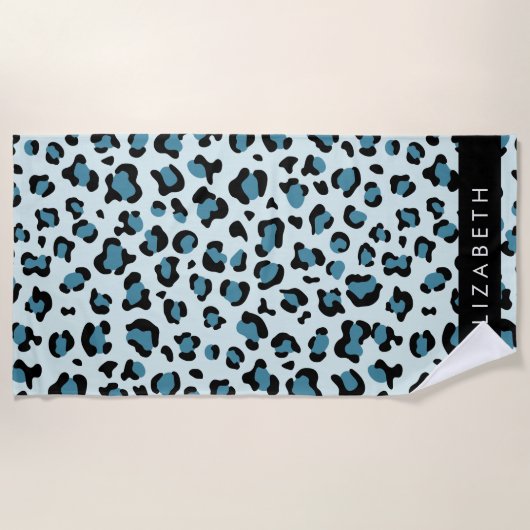 Leopardendrucke, Spots, Blauer Leopard, Ihr Name Strandtuch (Vorderseite)