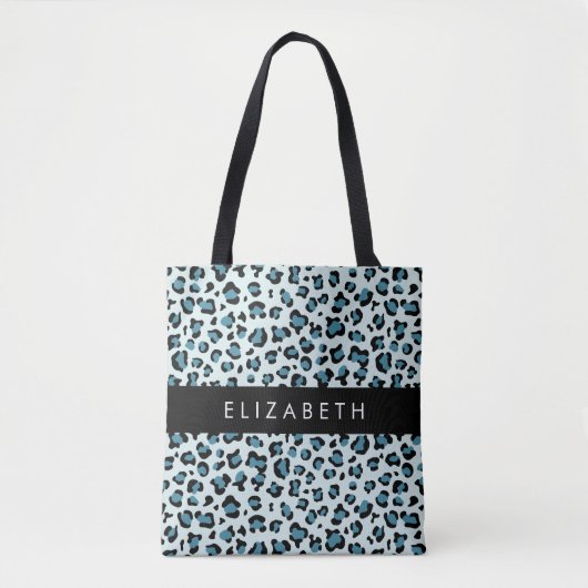 Leopardendrucke, Spots, Blauer Leopard, Ihr Name Tasche (Vorderseite)
