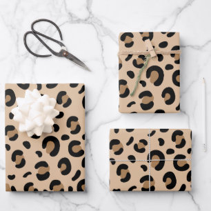 Leopardendrucke, Spots, brauner Leopard Geschenkpapier Set
