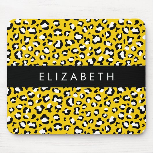 Leopardendrucke, Spots, Gelber Leopard, Ihr Name Mousepad (Vorne)