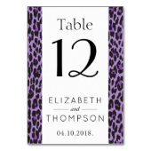 Leopardendrucke, Spots, Lila Leopard, Hochzeit Tischnummer (Vorderseite)