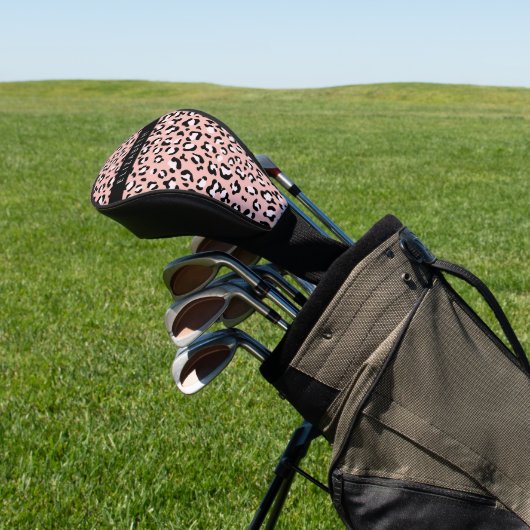 Leopardendrucke, Spots, rosa Leoparden, Ihr Name Golf Headcover (In SItu)