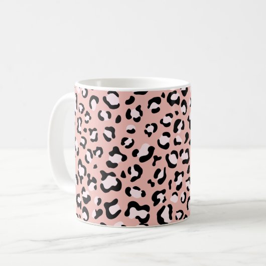 Leopardendrucke, Spots, rosa Leoparden, Ihr Name Kaffeetasse (Vorderseite Links)