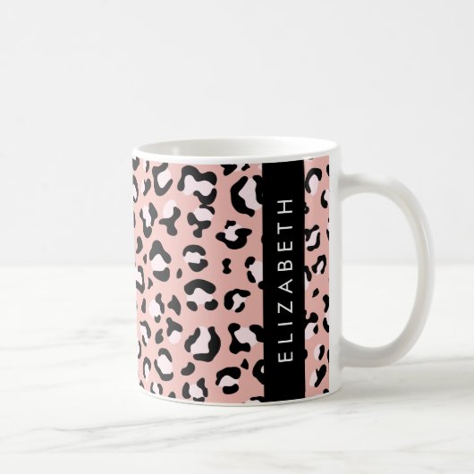Leopardendrucke, Spots, rosa Leoparden, Ihr Name Kaffeetasse (Rechts)
