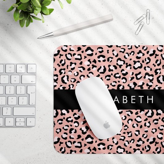 Leopardendrucke, Spots, rosa Leoparden, Ihr Name Mousepad