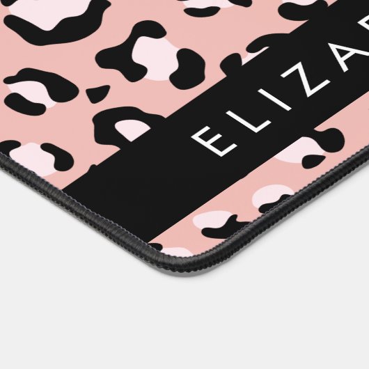 Leopardendrucke, Spots, rosa Leoparden, Ihr Name Schreibtischunterlage (Ecke)
