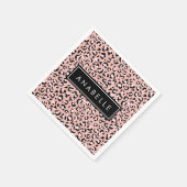 Leopardendrucke, Spots, rosa Leoparden, Ihr Name Serviette (Ecke)