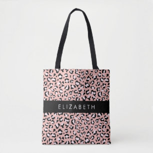 Leopardendrucke, Spots, rosa Leoparden, Ihr Name Tasche