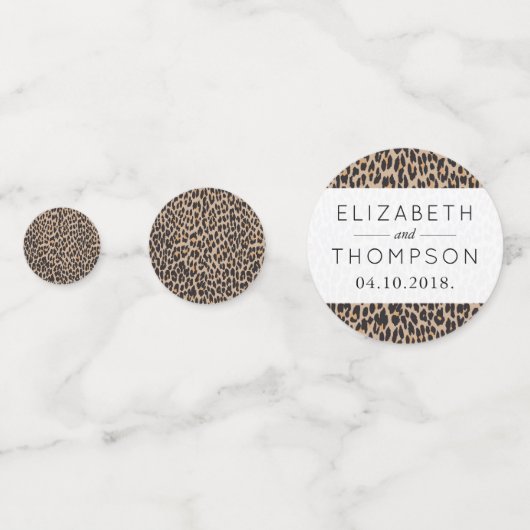 Leopardendruckerei, Spots, Brauner Leopard, Hochze Konfetti (Vorderseiten)