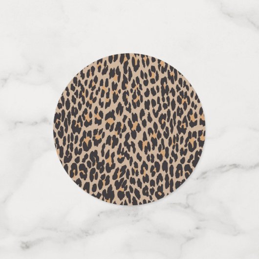 Leopardendruckerei, Spots, Brauner Leopard, Hochze Konfetti (Klein Vorderseite)