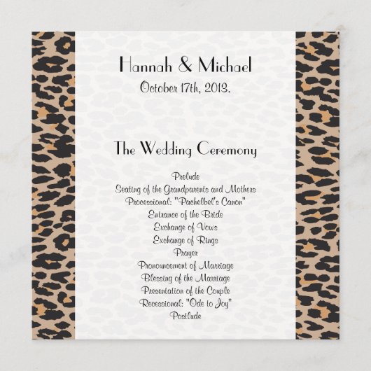 Leopardendruckerei, Spots, Brauner Leopard, Hochze Programm (Vorderseite)