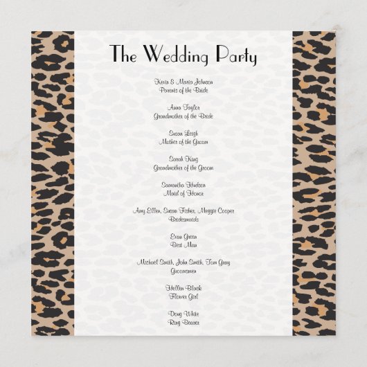 Leopardendruckerei, Spots, Brauner Leopard, Hochze Programm (Rückseite)