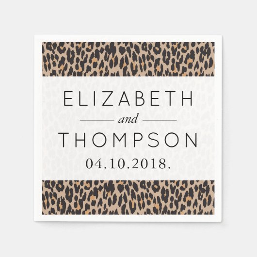Leopardendruckerei, Spots, Brauner Leopard, Hochze Serviette (Vorderseite)