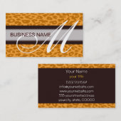 Leopardendruckhaut und Monogramm 2 Visitenkarte (Vorne/Hinten)