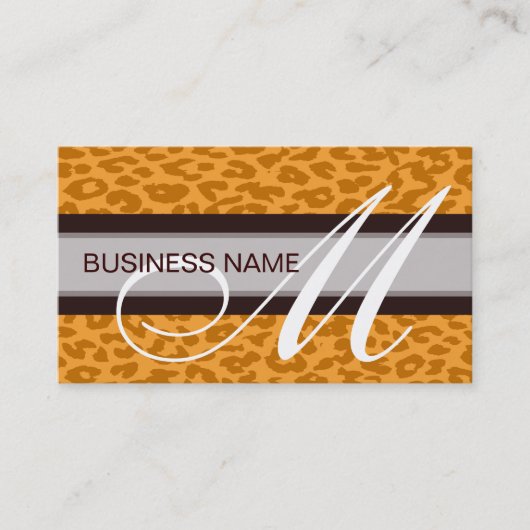 Leopardendruckhaut und Monogramm 2 Visitenkarte (Vorderseite)