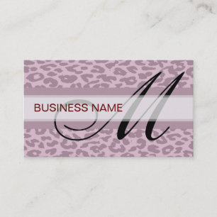 Leopardendruckhaut und Monogramm Visitenkarte