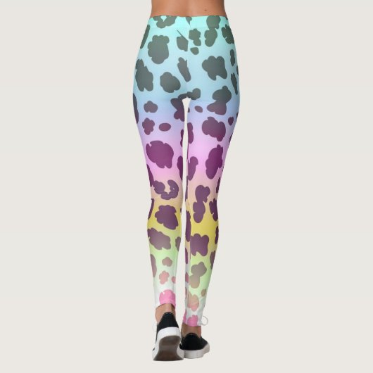 leopardenfarbenes Regenbogenmuster Leggings (Rückseite)