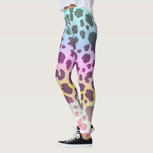 leopardenfarbenes Regenbogenmuster Leggings (Links)