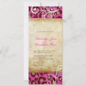 Leopardenflecken + Perlflecken/Vintag/heiß-pink Einladung (Rückseite)