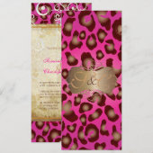 Leopardenflecken + Perlflecken/Vintag/heiß-pink Einladung (Vorne/Hinten)