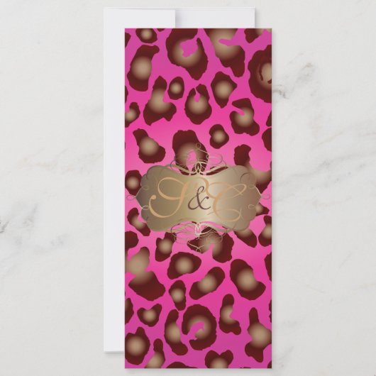 Leopardenflecken + Perlflecken/Vintag/heiß-pink Einladung (Vorderseite)