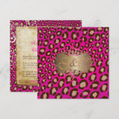 Leopardenflecken + Perlflecken/Vintag/heiß-pink Einladung (Vorne/Hinten)