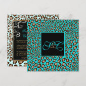 Leopardenflecken + Perlflecken/Vintage Wirbel Einladung (Vorne/Hinten)