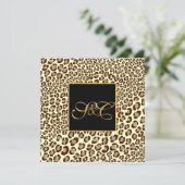 Leopardenflecken + Perlflecken/Vintage Wirbel Einladung (Stehend Vorderseite)