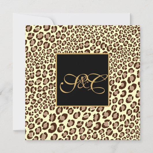 Leopardenflecken + Perlflecken/Vintage Wirbel Einladung (Vorderseite)