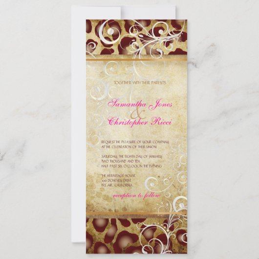 Leopardenflecken + Perlflecken/Vintages Perlbaum Einladung (Rückseite)