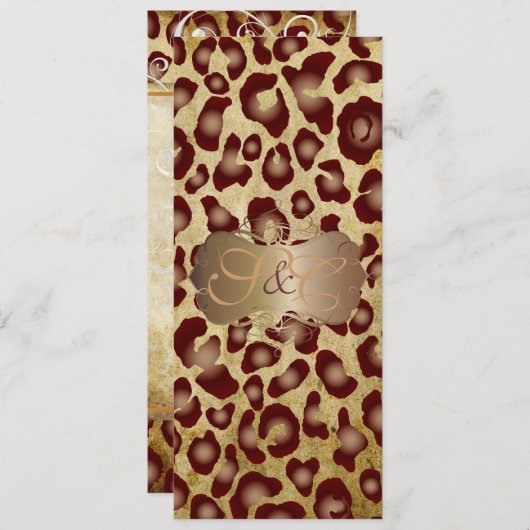 Leopardenflecken + Perlflecken/Vintages Perlbaum Einladung (Vorne/Hinten)