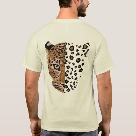 Leopardengesicht & Druck Split T-Shirt | Wildes Ti (Rückseite)