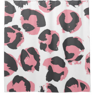 Leopardengürtel: Schwarz-Rosa-Textur Duschvorhang